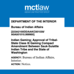 Bureau of Indian Affairs notice for approval of Tribal Gaming Compact between Sauk-Suiattle Tribe and State of Washington